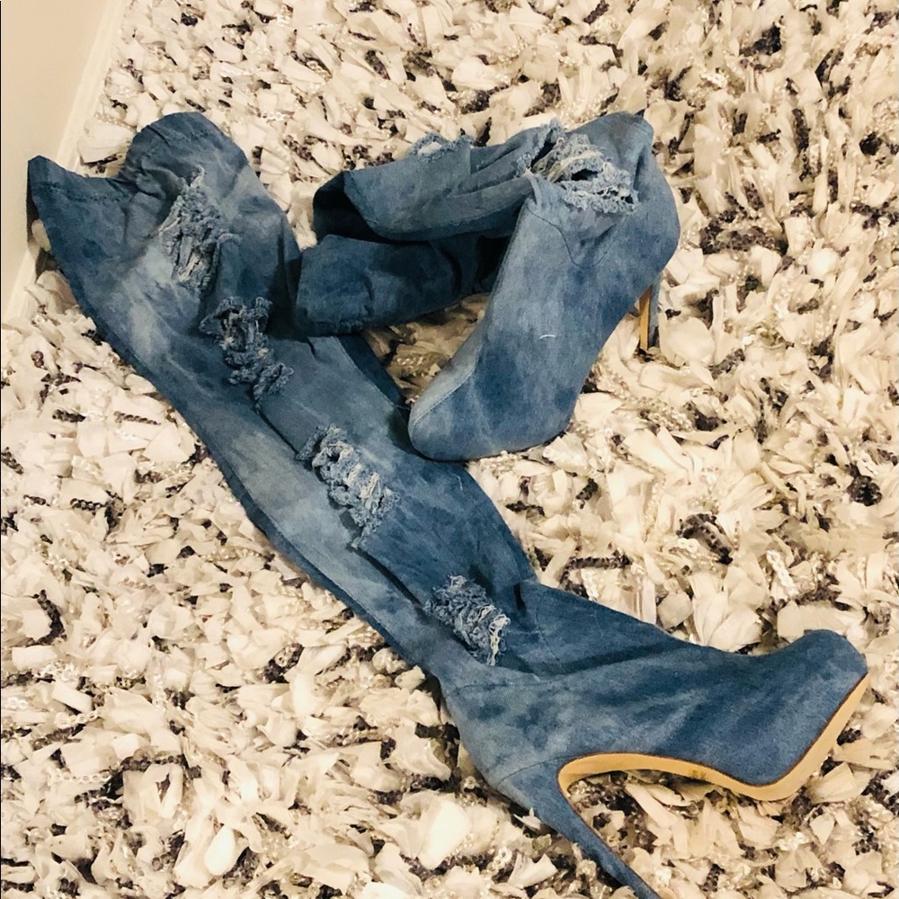 Denim Stilettos Boots